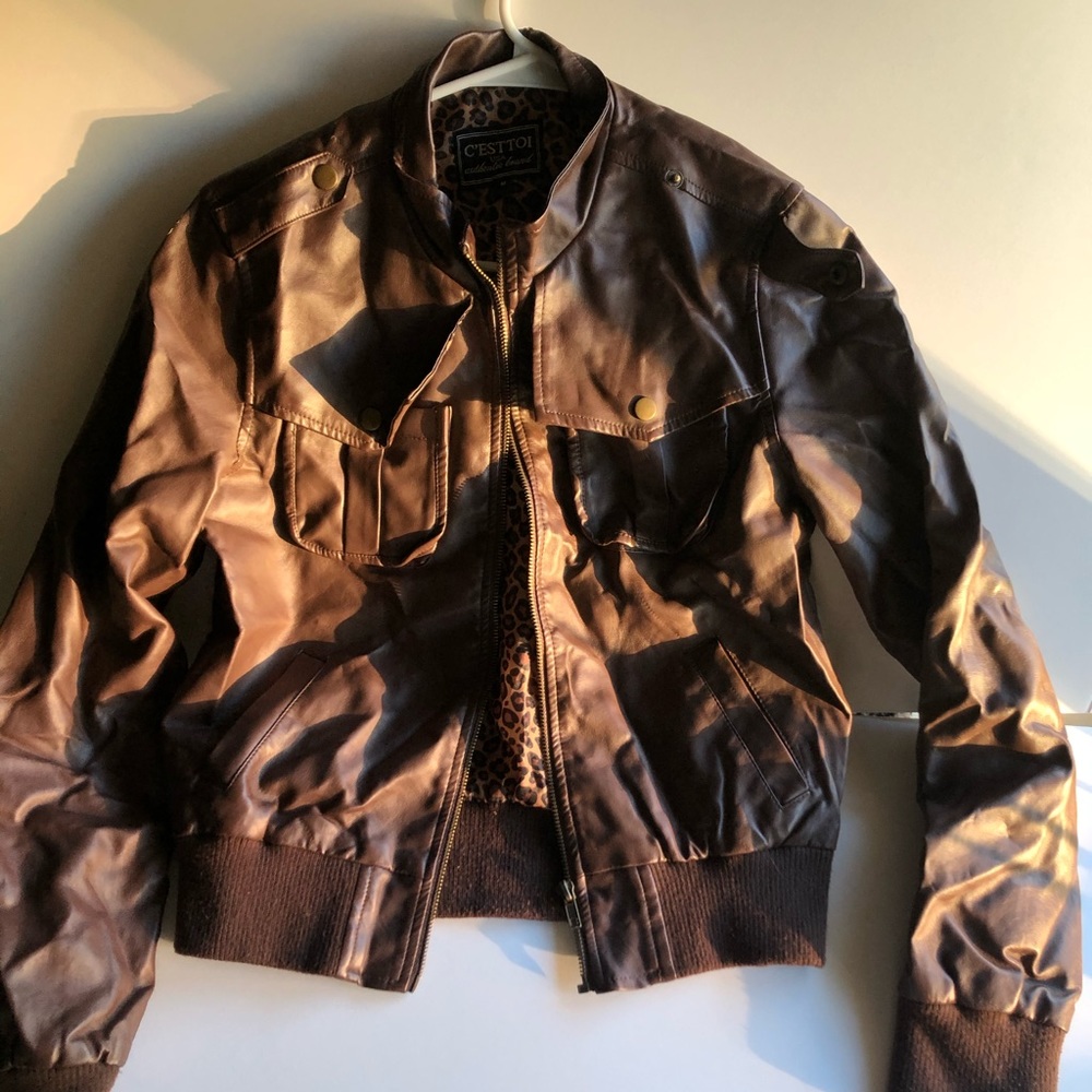 Brown faux leather jacket